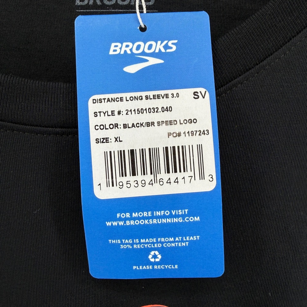 NEW Brooks Distance LS 3.0 Mens XL Running Shirt Black Thumb-Holes Performance - Picture 5 of 13